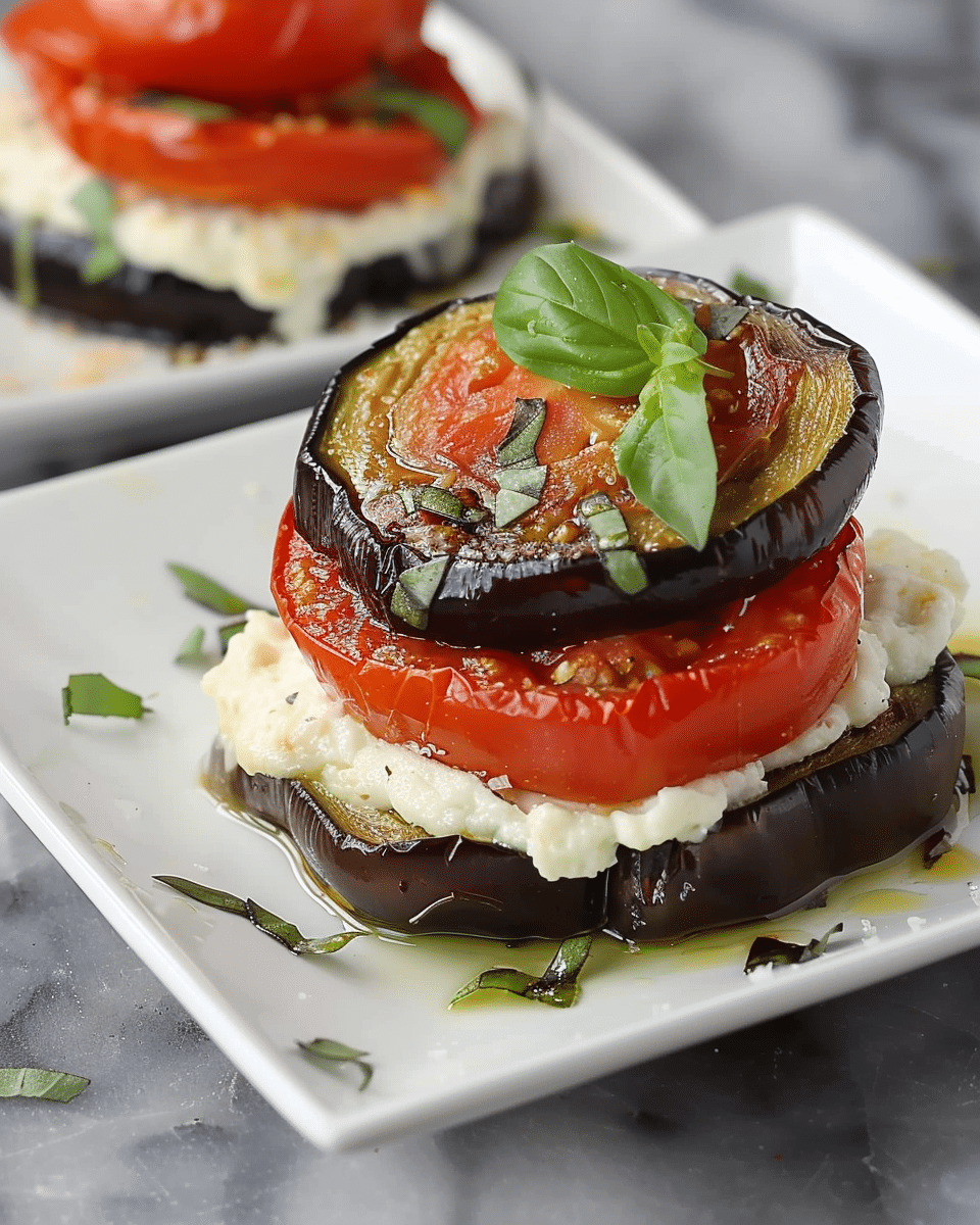 Roasted Eggplant Tomato Stacks