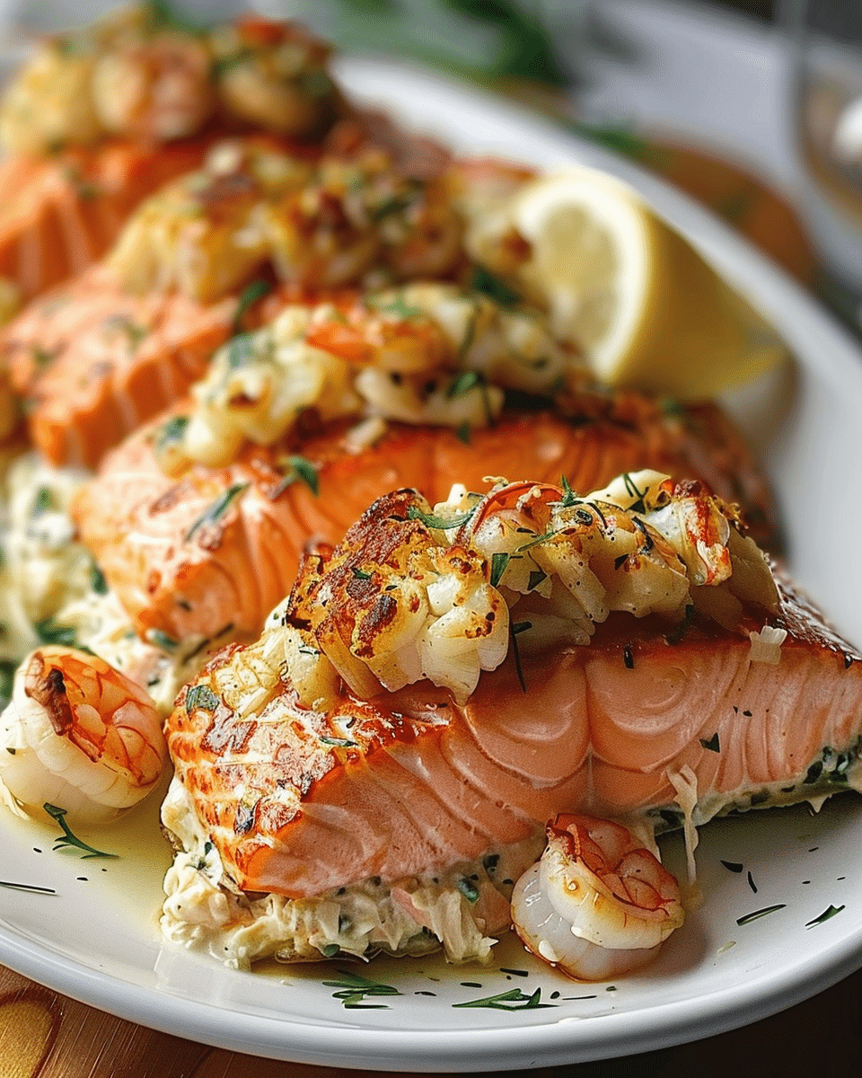 Sautéed Salmon Stuffed with Crab & Shrimp