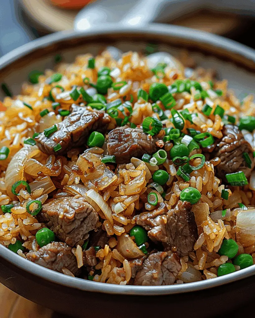 Savory Onion Beef Fried Rice