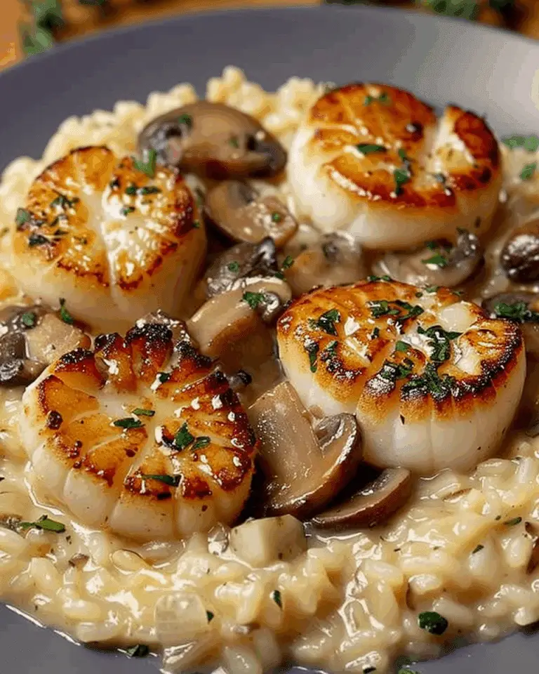 Seared Scallops with Mushroom Risotto
