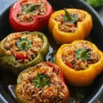 Stuffed Bell Peppers with Ground Beef and Rice
