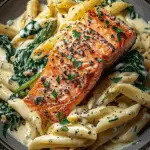 Tuscan Salmon & Creamy Garlic Alfredo Penne