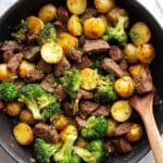 Garlic Steak Bites with Crispy Potatoes and Broccoli Recipe