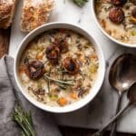Creamy Wild Rice Chicken Soup with Roasted Mushrooms Recipe
