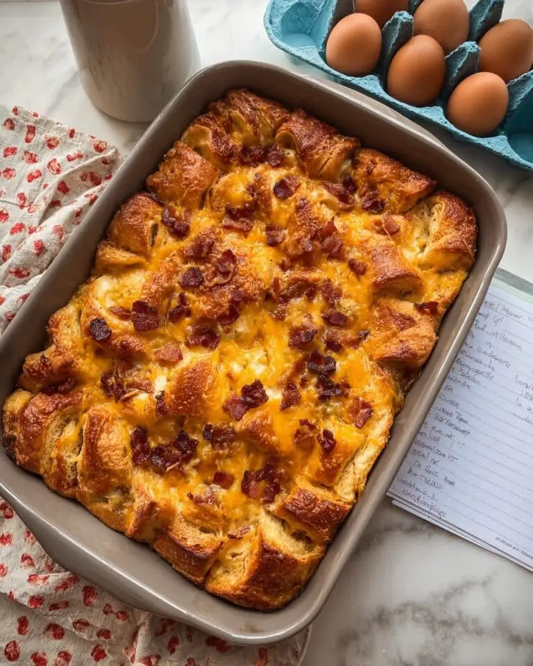 Easy Cheesy Croissant Breakfast Casserole Recipe